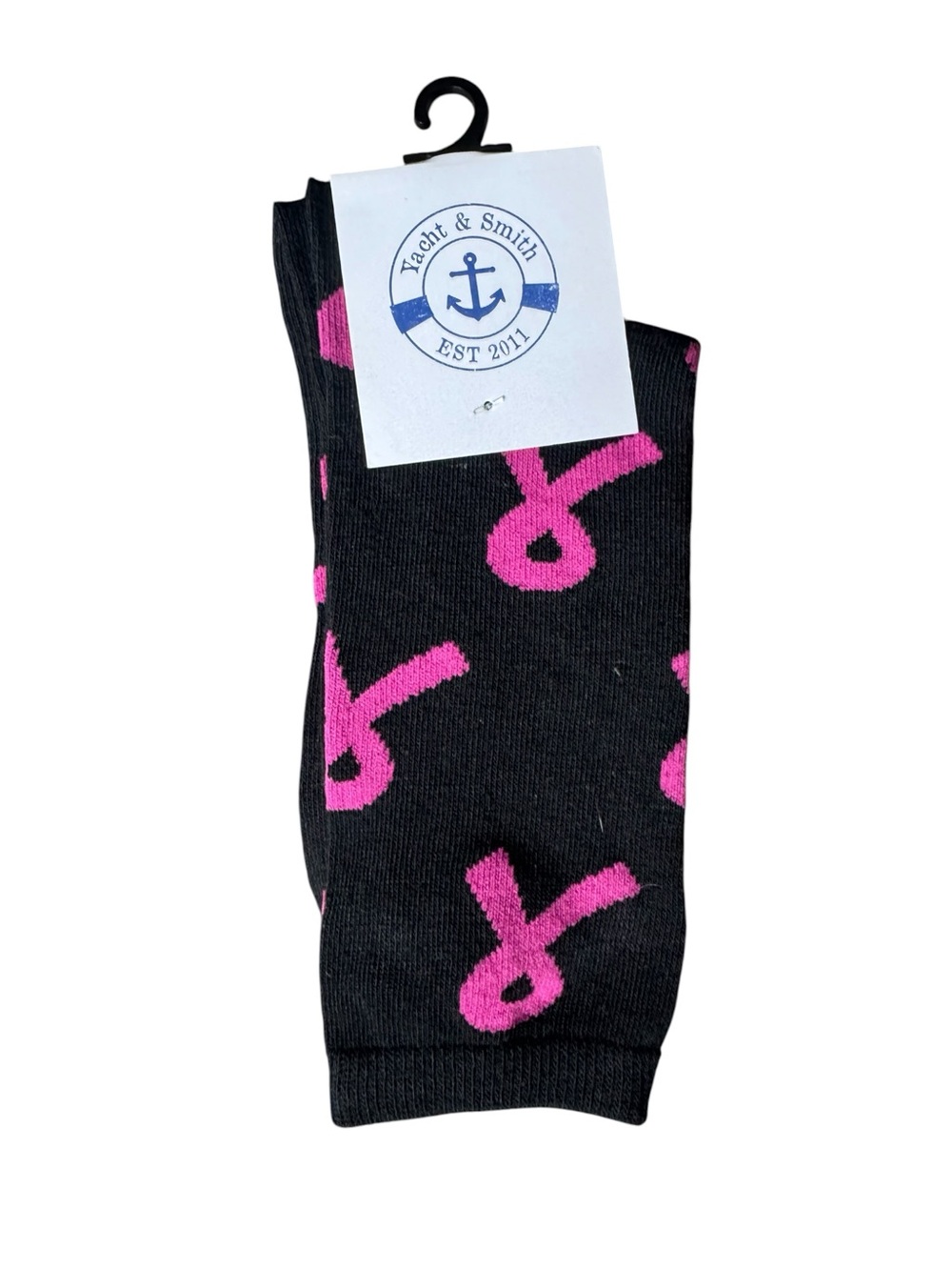 SMITH Black Socks with Pink Loop Pattern